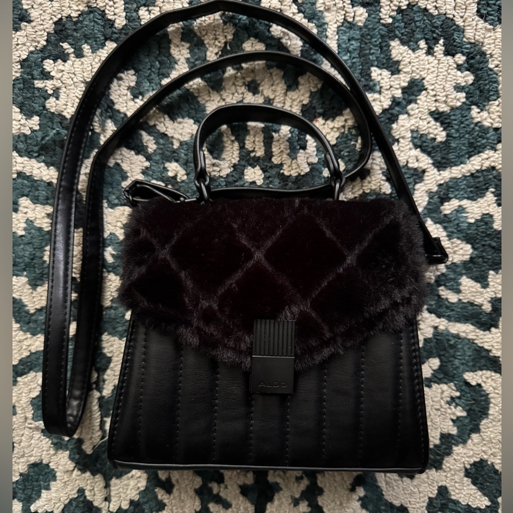 Aldo Black Mini Quilted Bag with Top Handle